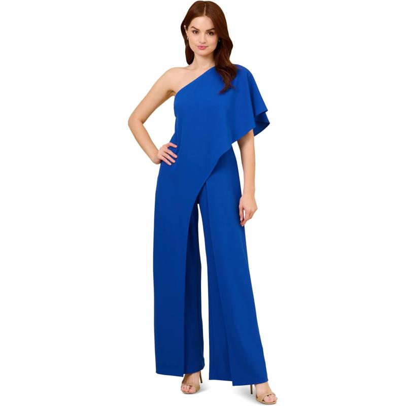 Adrianna Papell womens Flutter One Shoulder Jumpsuit(Royal) - Adrianna ...